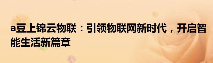 a豆上锦云物联：引领物联网新时代，开启智能生活新篇章