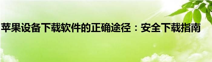 苹果设备下载软件的正确途径：安全下载指南