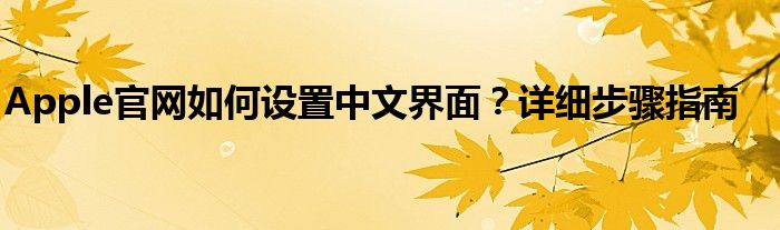 Apple官网如何设置中文界面？详细步骤指南