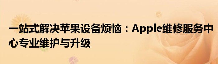 一站式解决苹果设备烦恼：Apple维修服务中心专业维护与升级