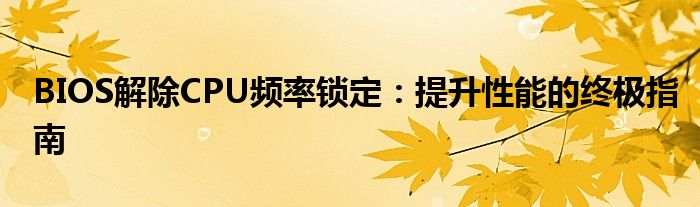BIOS解除CPU频率锁定：提升性能的终极指南