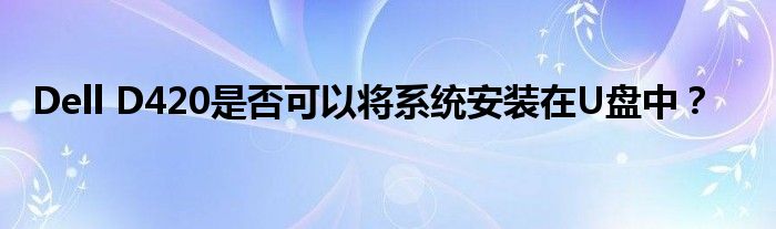Dell D420是否可以将系统安装在U盘中？