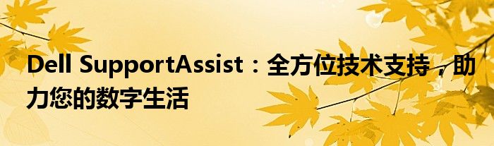 Dell SupportAssist：全方位技术支持，助力您的数字生活