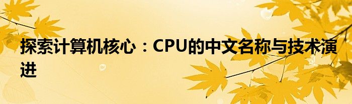 探索计算机核心：CPU的中文名称与技术演进