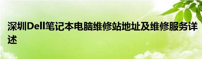 深圳Dell笔记本电脑维修站地址及维修服务详述