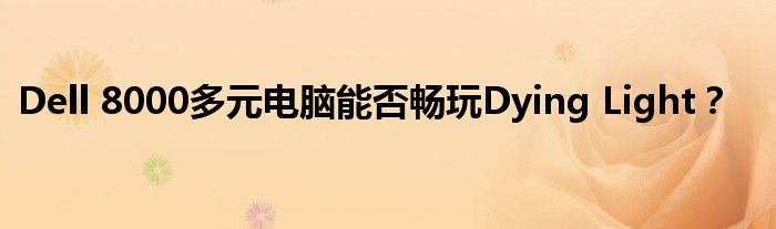 Dell 8000多元电脑能否畅玩Dying Light？