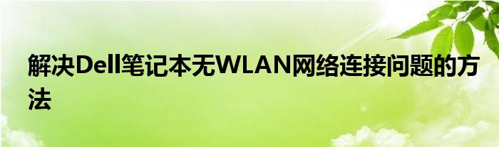 解决Dell笔记本无WLAN网络连接问题的方法