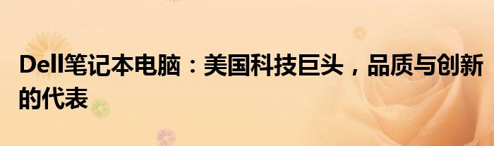 Dell笔记本电脑：美国科技巨头，品质与创新的代表