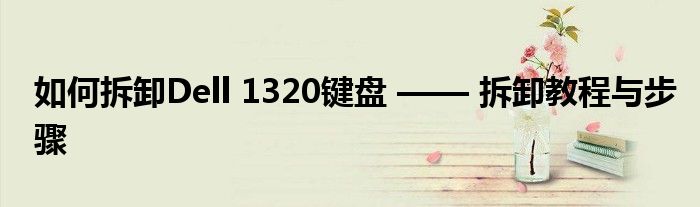 如何拆卸Dell 1320键盘 —— 拆卸教程与步骤