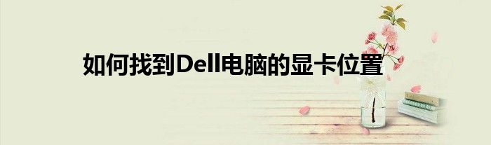 如何找到Dell电脑的显卡位置