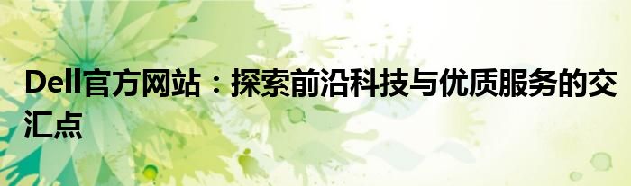 Dell官方网站：探索前沿科技与优质服务的交汇点