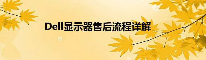 Dell显示器售后流程详解