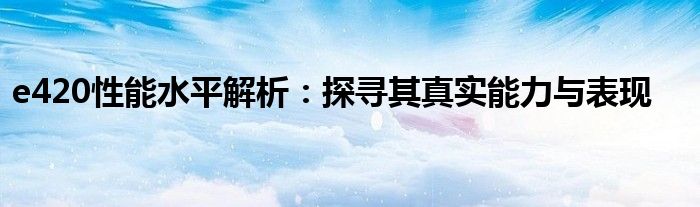 e420性能水平解析：探寻其真实能力与表现
