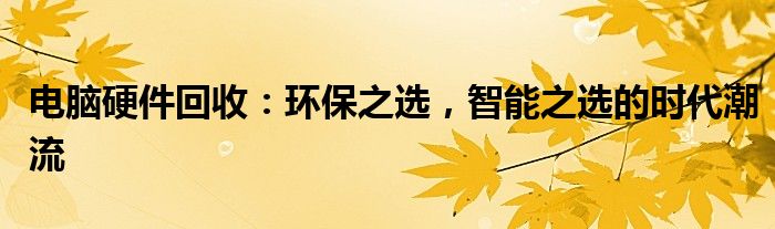 电脑硬件回收：环保之选，智能之选的时代潮流