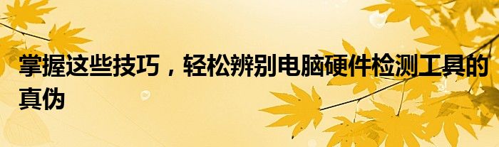 掌握这些技巧，轻松辨别电脑硬件检测工具的真伪