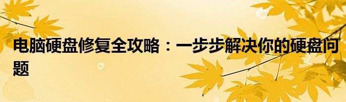 电脑硬盘修复全攻略：一步步解决你的硬盘问题