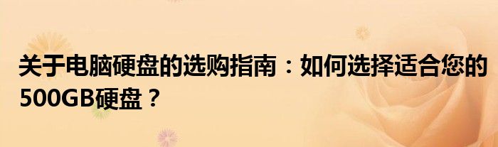 关于电脑硬盘的选购指南：如何选择适合您的500GB硬盘？
