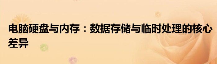 电脑硬盘与内存：数据存储与临时处理的核心差异