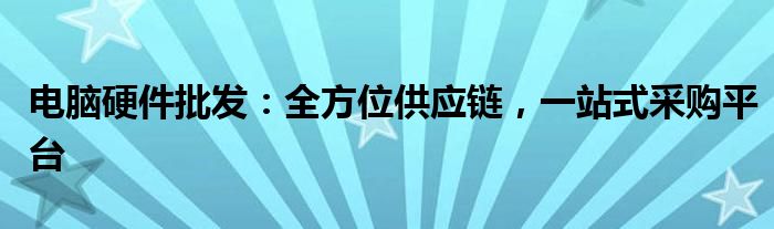 电脑硬件批发：全方位供应链，一站式采购平台