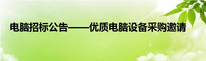 电脑招标公告——优质电脑设备采购邀请