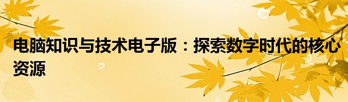 电脑知识与技术电子版：探索数字时代的核心资源