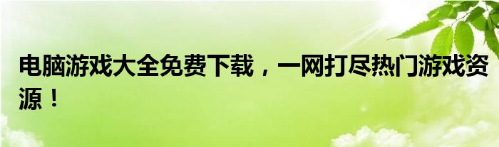 电脑游戏大全免费下载，一网打尽热门游戏资源！