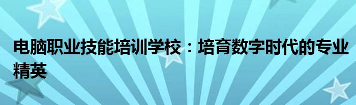 电脑职业技能培训学校：培育数字时代的专业精英