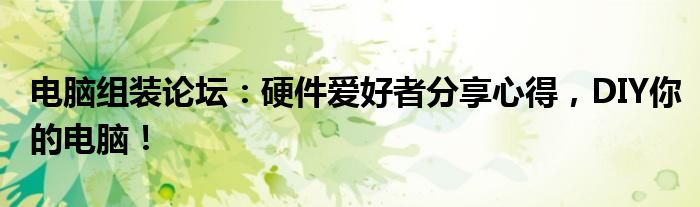 电脑组装论坛：硬件爱好者分享心得，DIY你的电脑！