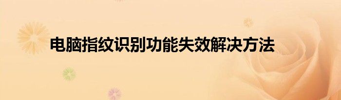 电脑指纹识别功能失效解决方法