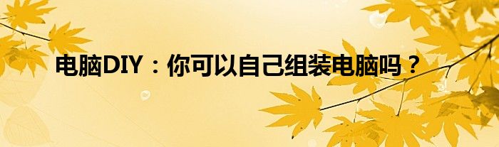 电脑DIY：你可以自己组装电脑吗？