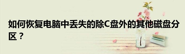 如何恢复电脑中丢失的除C盘外的其他磁盘分区？