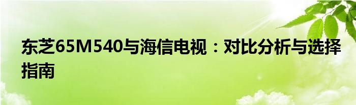 东芝65M540与海信电视：对比分析与选择指南
