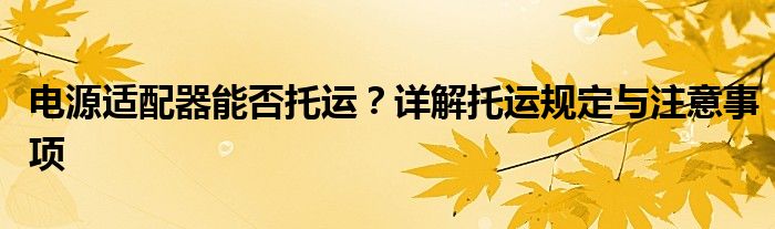 电源适配器能否托运？详解托运规定与注意事项