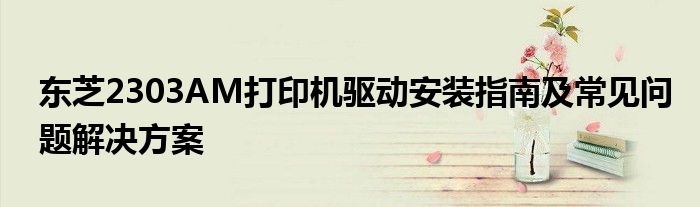 东芝2303AM打印机驱动安装指南及常见问题解决方案