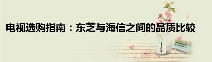 电视选购指南：东芝与海信之间的品质比较