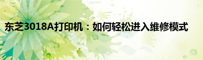 东芝3018A打印机：如何轻松进入维修模式