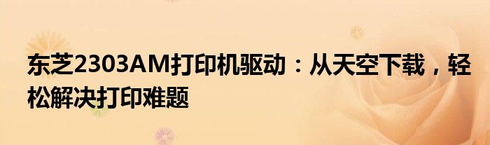 东芝2303AM打印机驱动：从天空下载，轻松解决打印难题