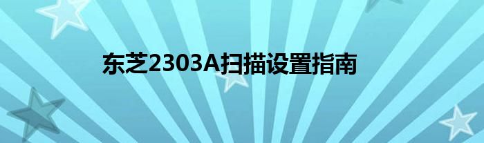 东芝2303A扫描设置指南