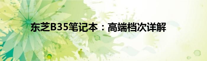 东芝B35笔记本：高端档次详解