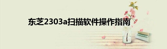 东芝2303a扫描软件操作指南