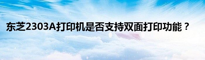 东芝2303A打印机是否支持双面打印功能？