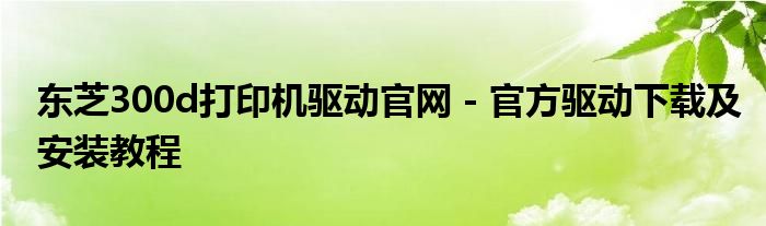 东芝300d打印机驱动官网 - 官方驱动下载及安装教程