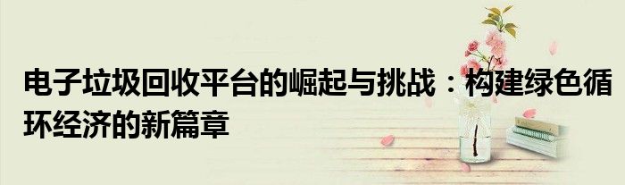 电子垃圾回收平台的崛起与挑战：构建绿色循环经济的新篇章