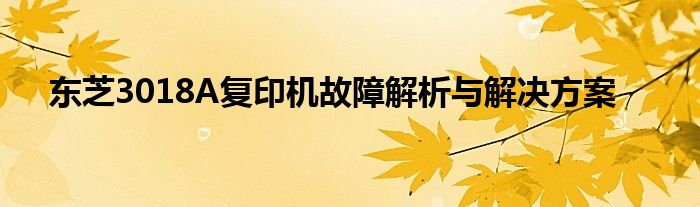 东芝3018A复印机故障解析与解决方案