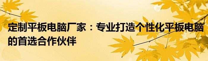 定制平板电脑厂家：专业打造个性化平板电脑的首选合作伙伴