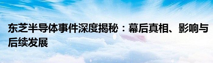 东芝半导体事件深度揭秘：幕后真相、影响与后续发展