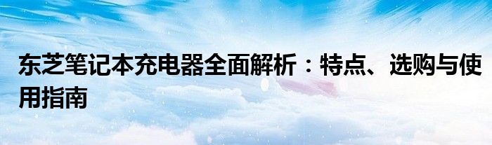 东芝笔记本充电器全面解析：特点、选购与使用指南