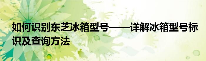 如何识别东芝冰箱型号——详解冰箱型号标识及查询方法