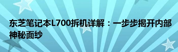 东芝笔记本L700拆机详解：一步步揭开内部神秘面纱