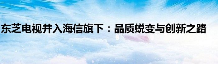 东芝电视并入海信旗下：品质蜕变与创新之路